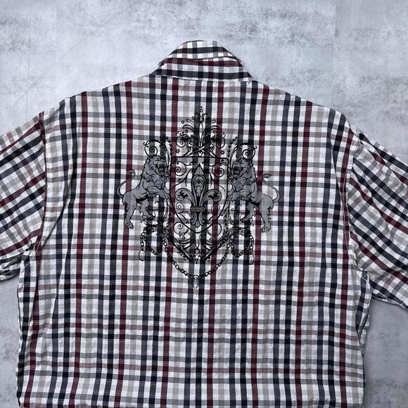 Y2K Indigo Star 00s Plaid Button Up Shirt Size Large - Picture 4 of 7